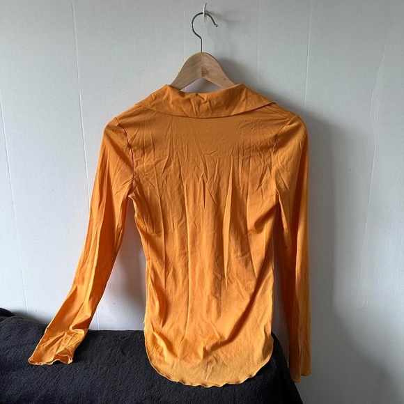 Aritzia orange long sleeve sheer button up shirt - Picture 5 of 5